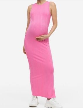 Maternity H&M pink Ribbed maxi / midi dress size M